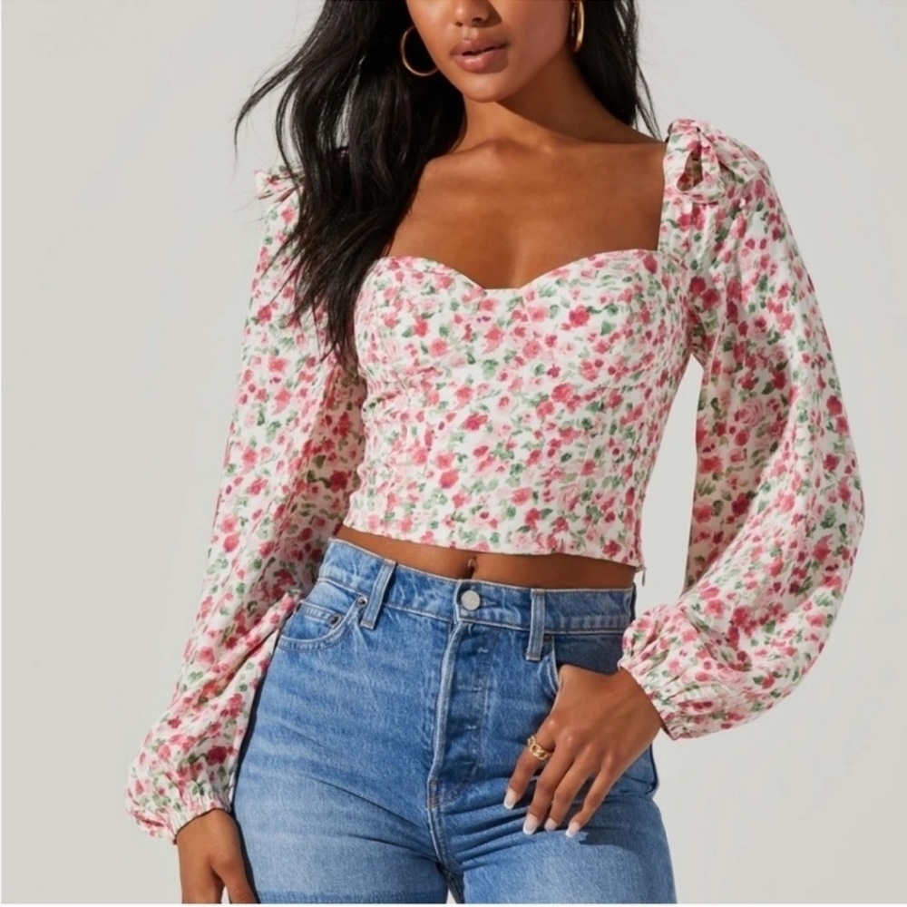 ASTR The Label Women's Pink and White Blouse